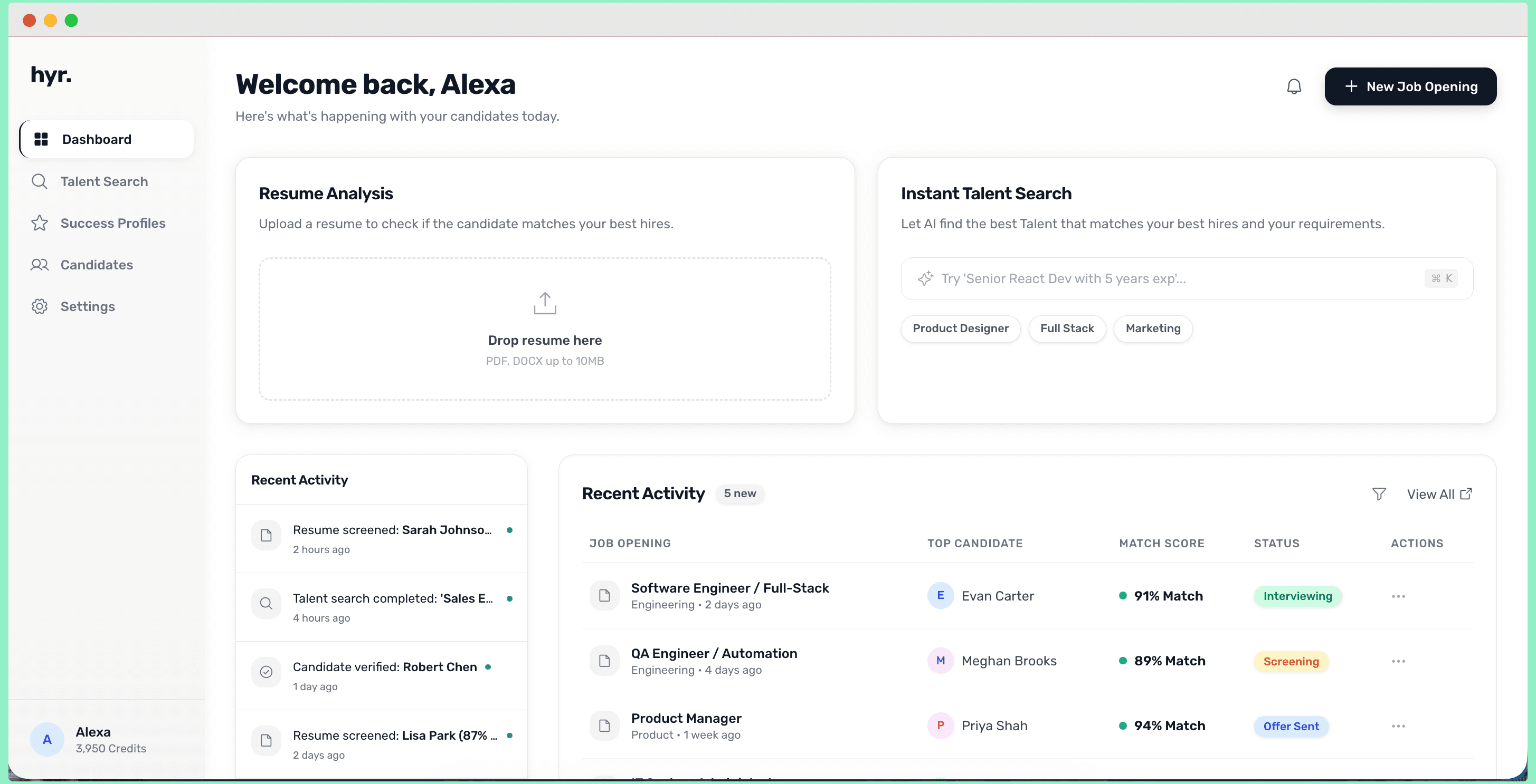 HYR Dashboard - AI-Powered Candidate Scoring