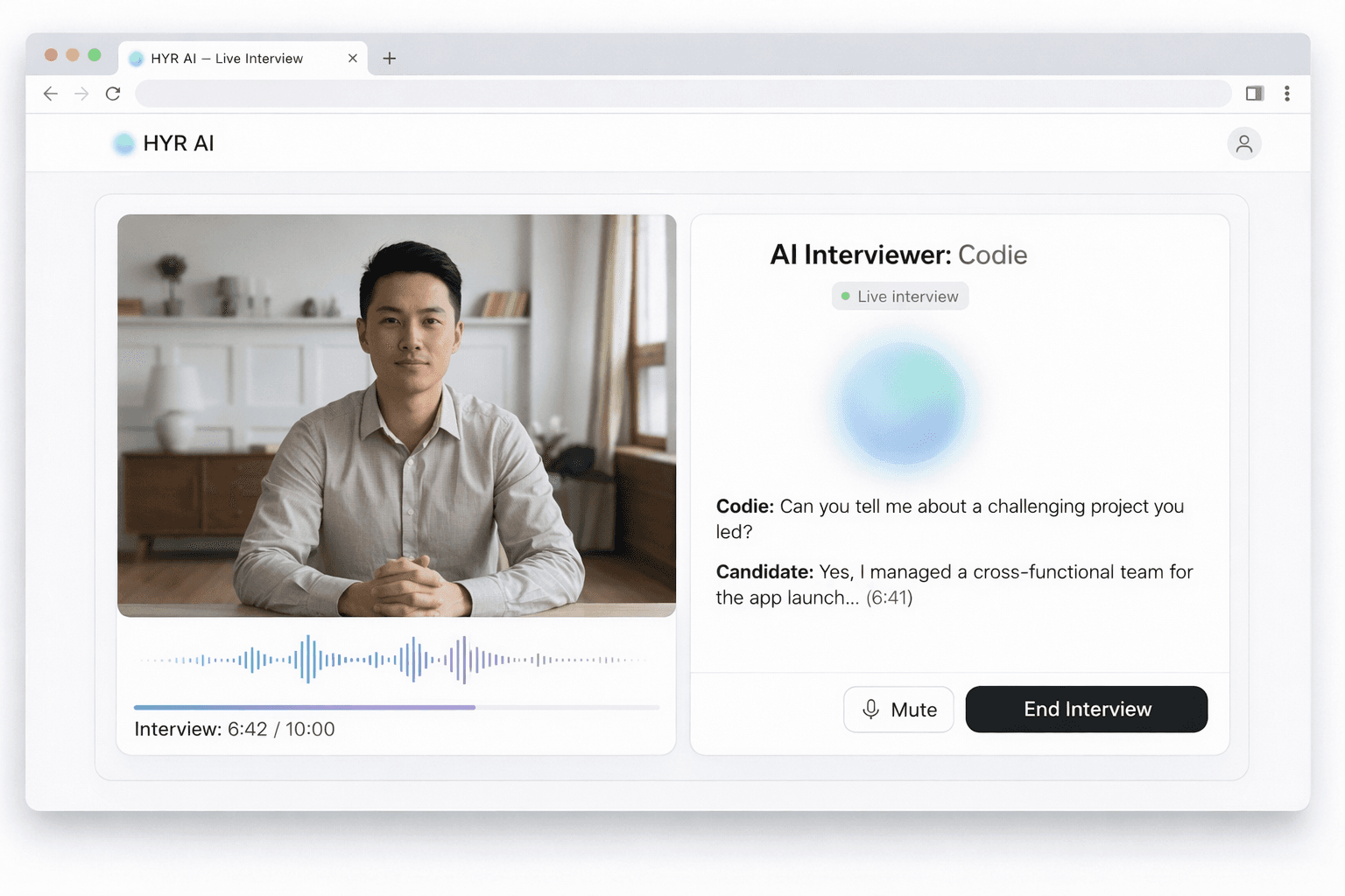 Live AI interview with Codie